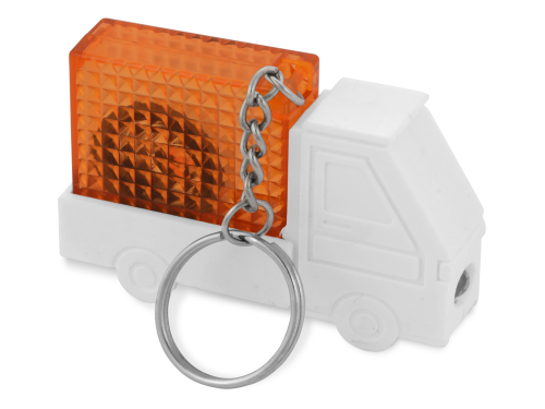 Брелок-рулетка "Автомобиль", 1 м., с фонариком, белый/оранжевый 1м