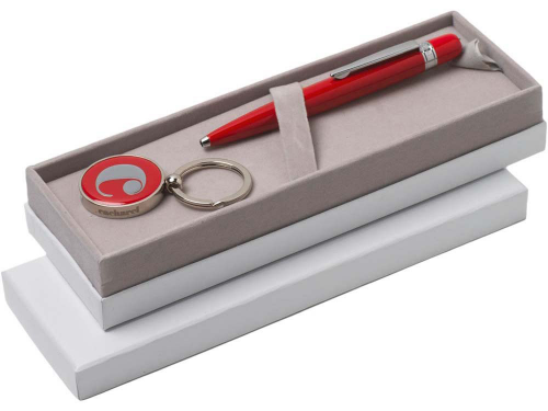 Набор Cacharel: шариковая ручка, брелок с флеш-картой USB 2. на 4 Гб, красный/серебристый 4Gb