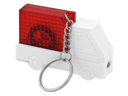 Брелок-рулетка "Автомобиль" с фонариком, 1 м., белый/красный 1м