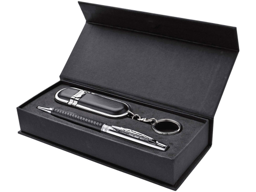 Набор "Bergerac" в подарочной коробке: ручка роллер и флеш-карта USB 2.0 на 4 GB,  черные чернила 4Gb
