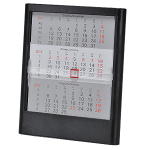 Календарь настольный на 2 года; черный; 12,5х16 см; пластик; тампопечать, шелкография