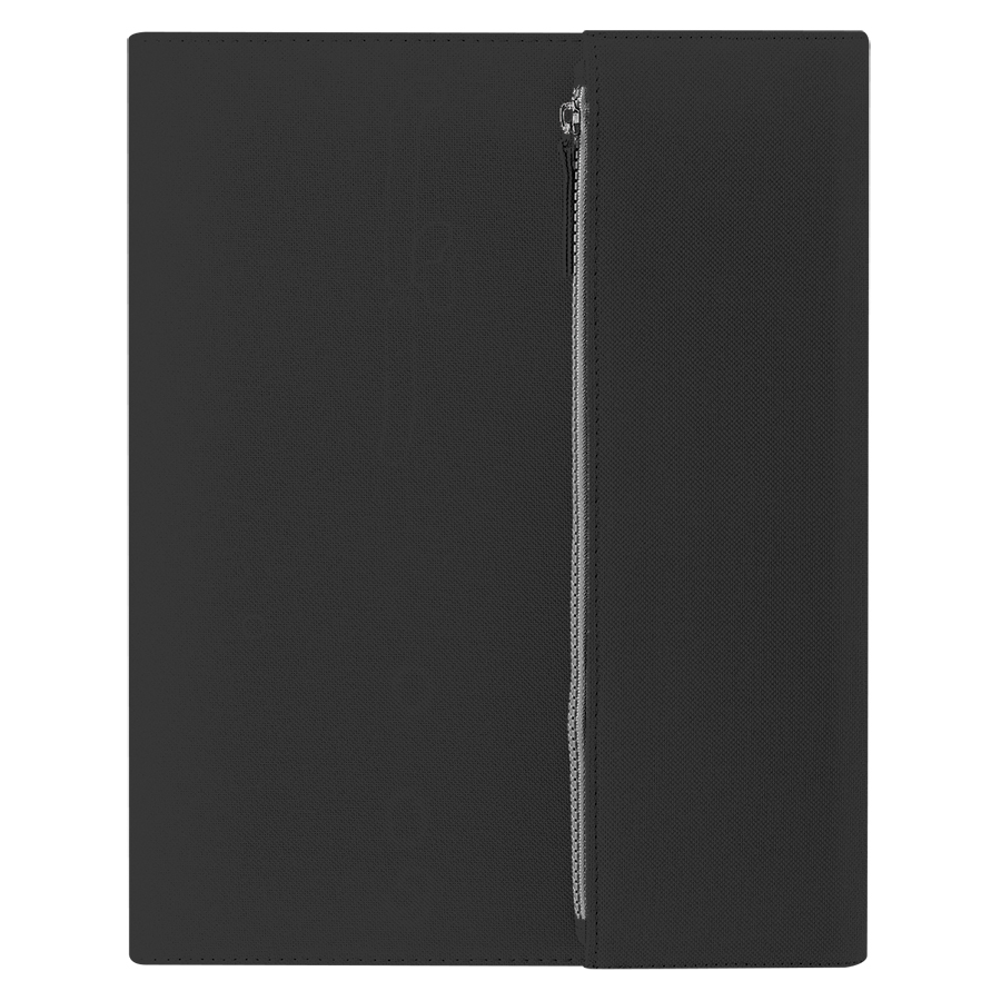 Папка А4  "PATRIX"  с блокнотом и карманом  на молнии, черная, микрофибра 