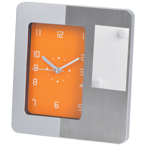 Часы настольные "Futura" с магнитами для записок , оранжевый; 20х18 см; металл, пластик