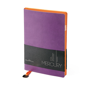 Ежедневник недатированный Mercury, фиолетовый, А5, белый блок, оранжевый обрез, ляссе с шильдом