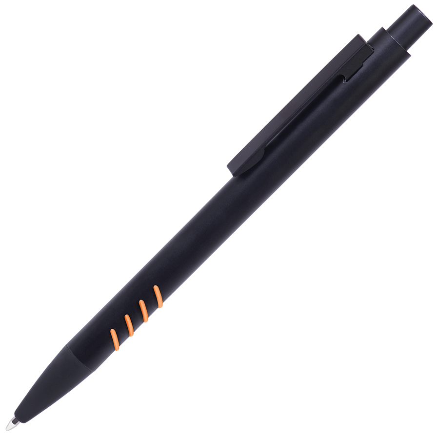 SHARK, ручка шариковая, черный с оранжевыми вставками grip, металл