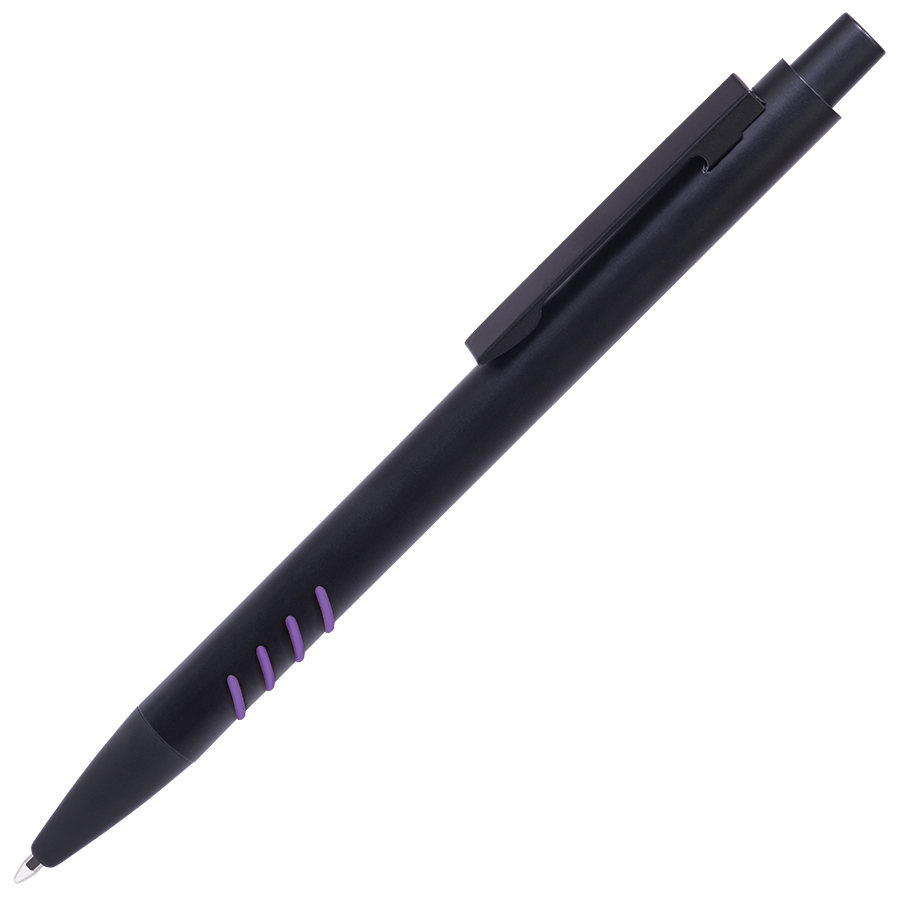 SHARK, ручка шариковая, черный с фиолетовыми вставками grip, металл