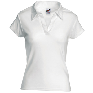 Поло "Lady-Fit Rib Polo", белый_XL, 100% х/б, 210 г/м2