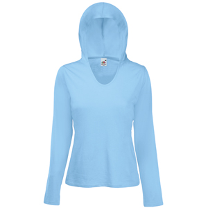 Футболка "Lady-Fit Lightweight Hooded T", небесно-голубой_L, 100% х/б, 135 г/м2