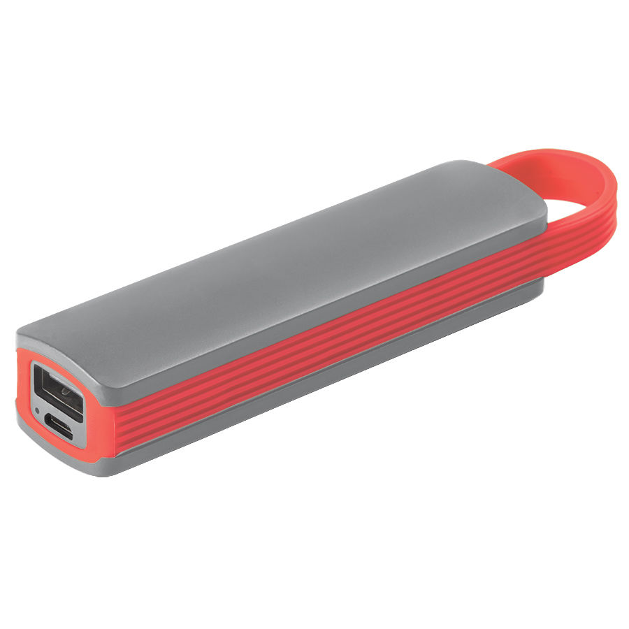 Универсальное зарядное устройство "Fancy" (2200mAh), серый с красным, 12,9х2,7х2,2 см,пластик