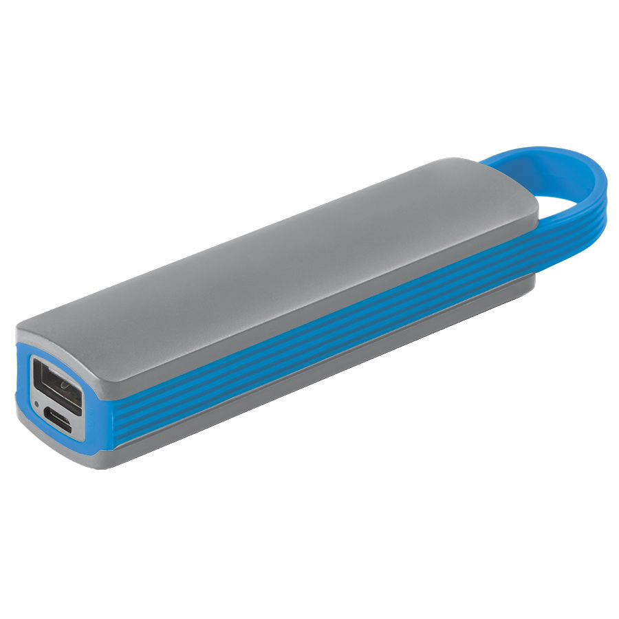 Универсальное зарядное устройство "Fancy" (2200mAh), серый с голубым, 12,9х2,7х2,2 см,пластик