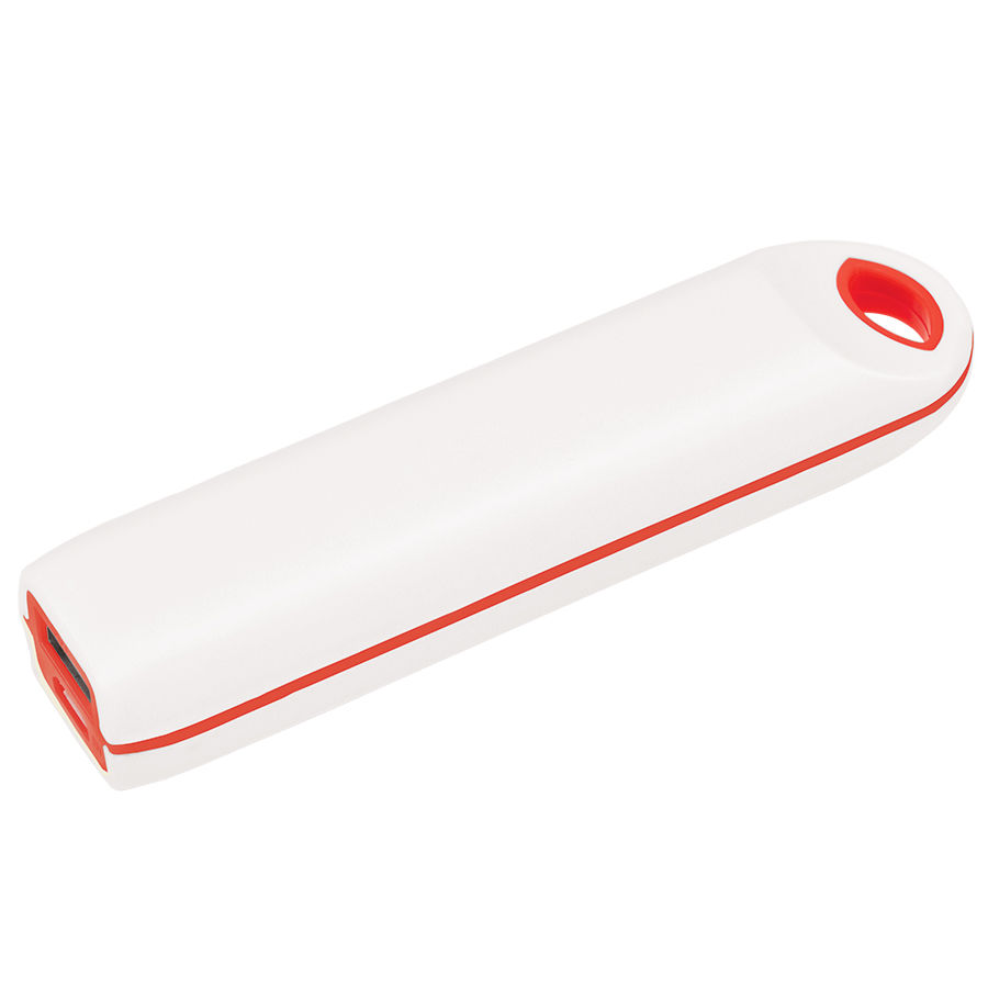 Универсальное зарядное устройство "Timber" (2000mAh),белый с красным, 11х2,1х2,4 см,пластик
