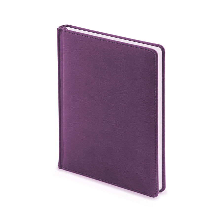 Ежедневник недатированный Velvet, А6+, фиолетовый, белый блок, без обреза, ляссе